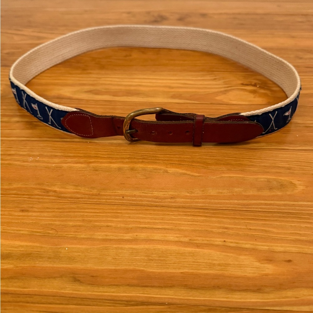 Blue and Brown Golf Belt leather